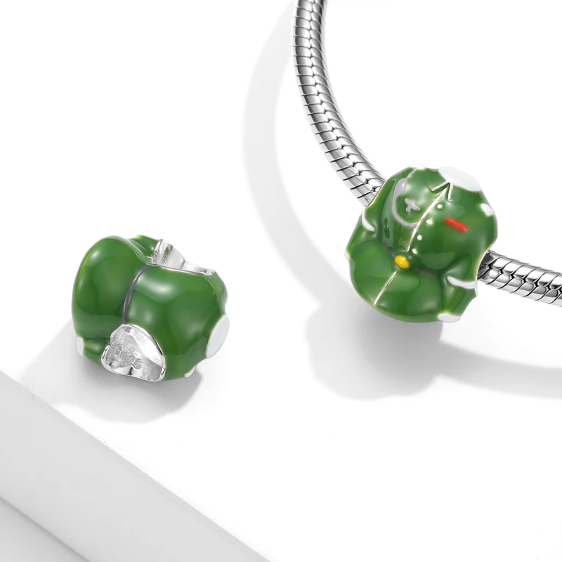 Новинка модная Серебряная военная форма зеленые эмалированные бусины Подвески