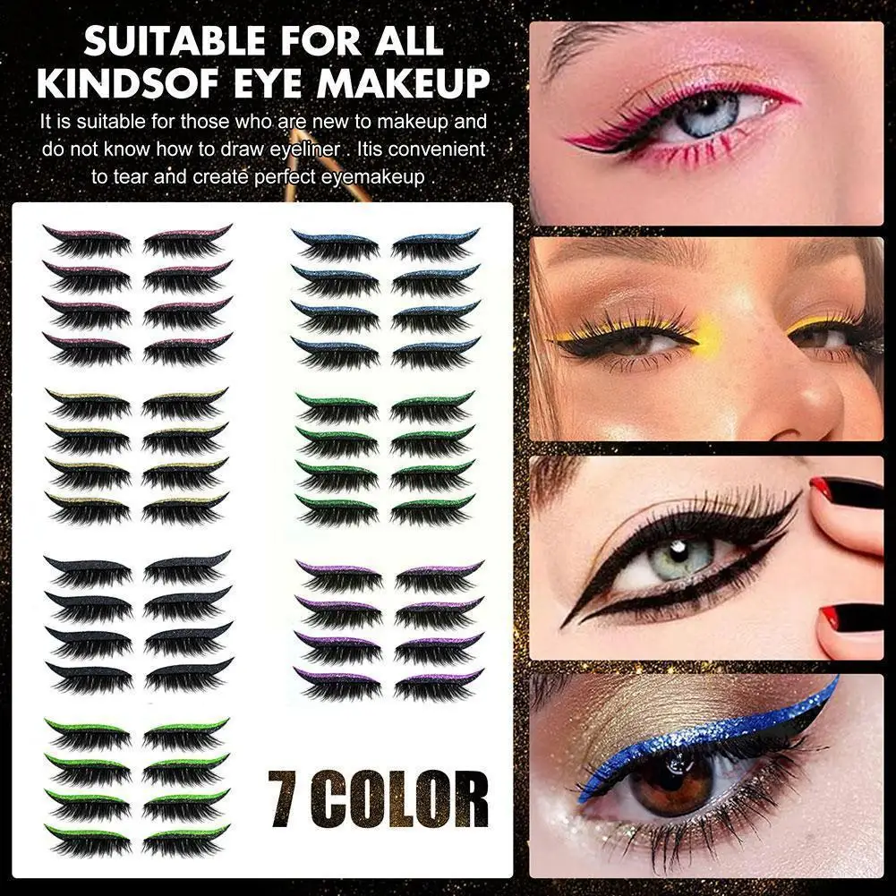 

4 Pairs Eyeliner False Eyelashes Sticker Double Eyelid Stickers Patch Waterproof Shiny Line Reusable Eyeliner Glitter Makeu M9s4