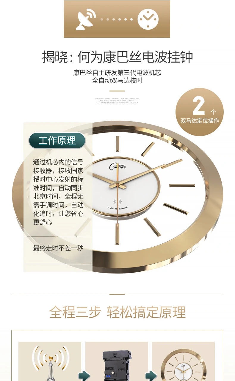 Часы Compas настенные часы для гостиной креативные золотые современные кварцевые