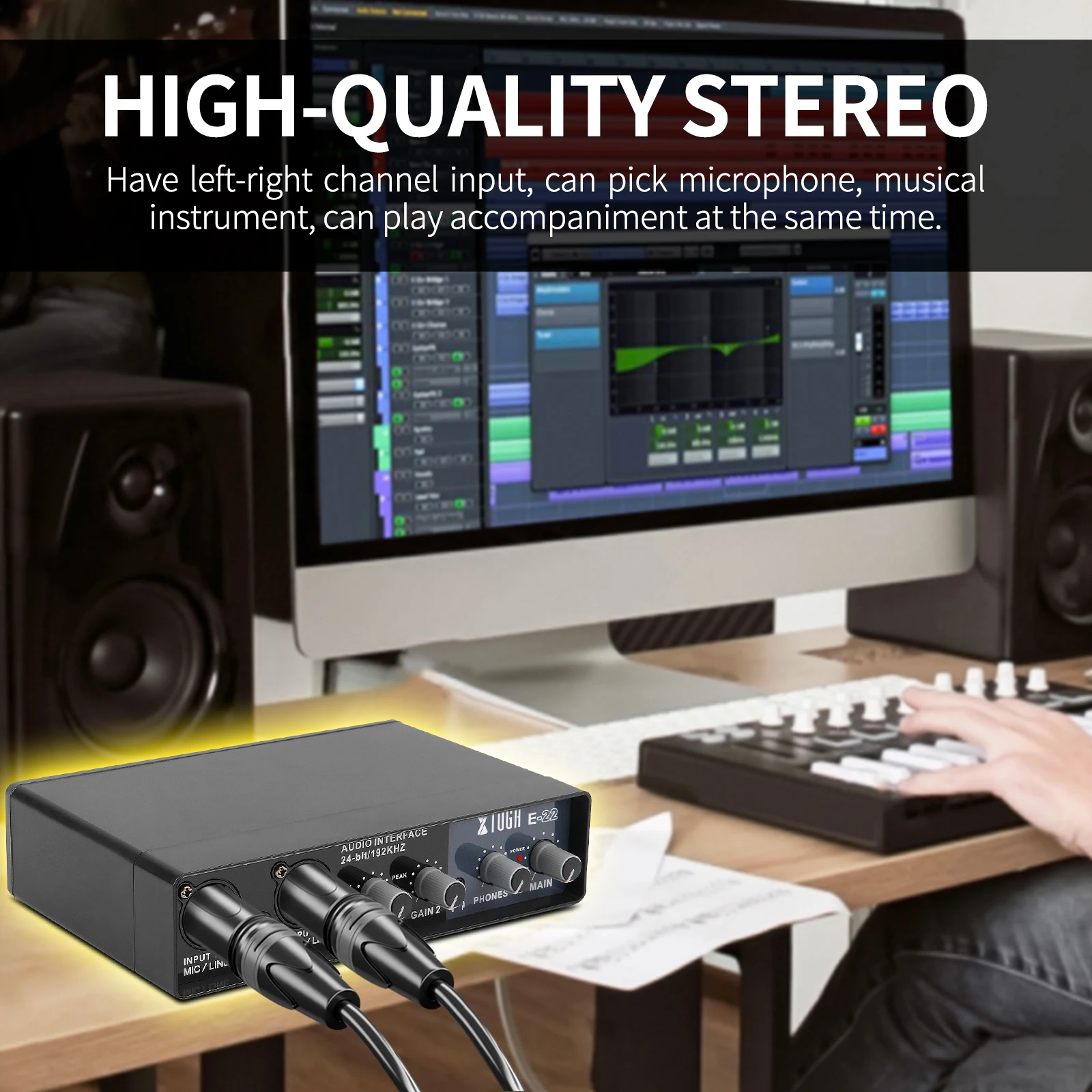 xtuga e22 audio interface soundkarte mit überwachung für pc elektrische gitarre live aufnahme professional sound karte für studio free