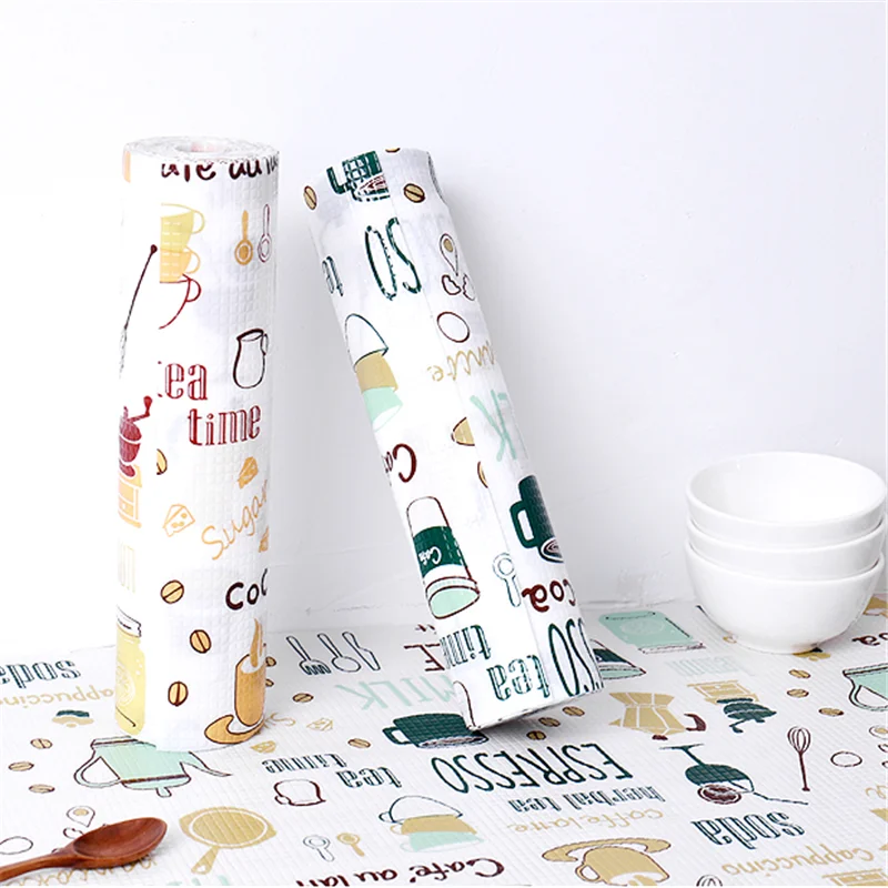 

1Roll Drawer Kitchen Sticker Cupboard Placemat Waterproof Oil Proof Table Mats Simple Design Tableware Liner Kitchen Tool Cocina