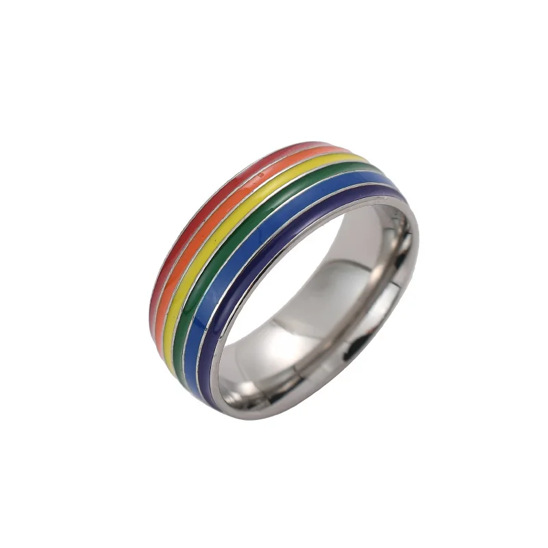 

Rainbow Flag Six Color Titanium Steel Ring