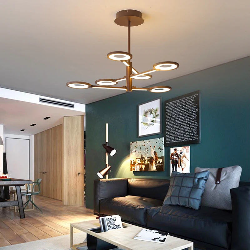 Подвесная лампа с кофейным покрытием новый современный светильник для столовой