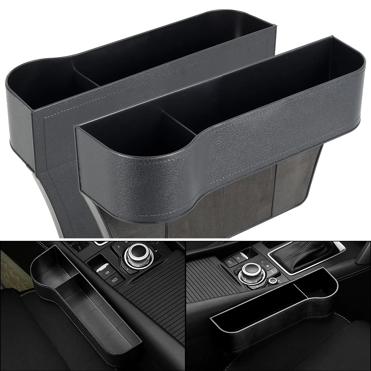 

2pcs Car Seats Gap Bag Case Storage Bag Universal Car Organizer Artificial Pocket Slot Storage Pocket Cup Holder Car Accessories