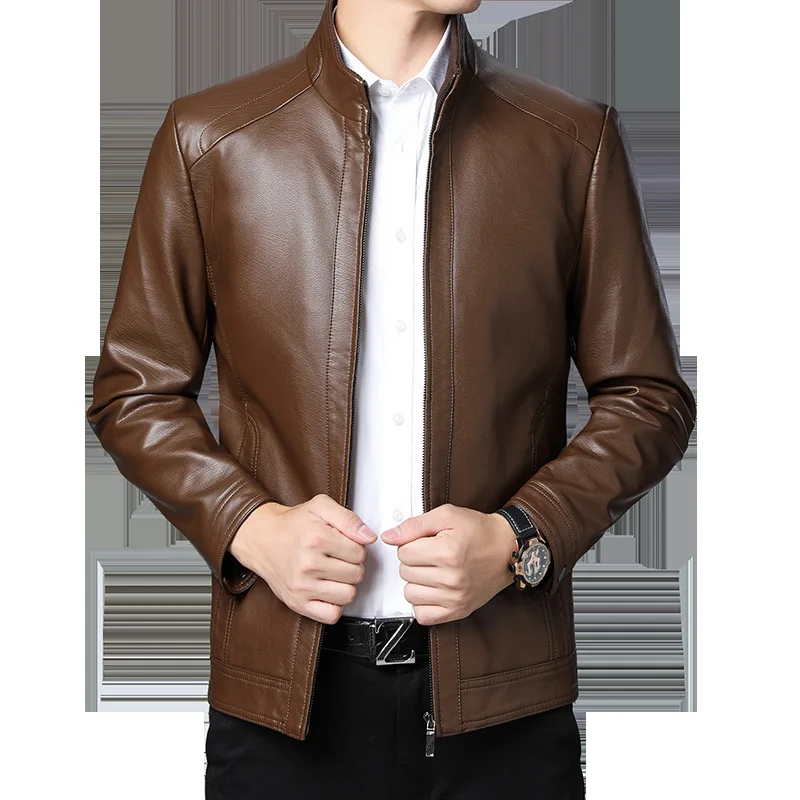 

undertakes A to dad leather middle-aged male autumn winter jacket in middle-aged men with hair thickening winter coat