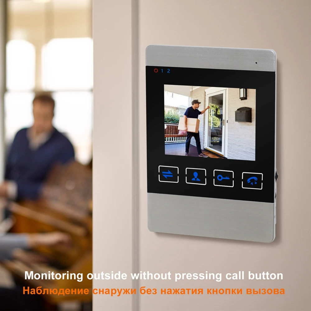 Видеодомофон HomeFong 4-дюймовый комплект для домашней квартиры мультимонитор