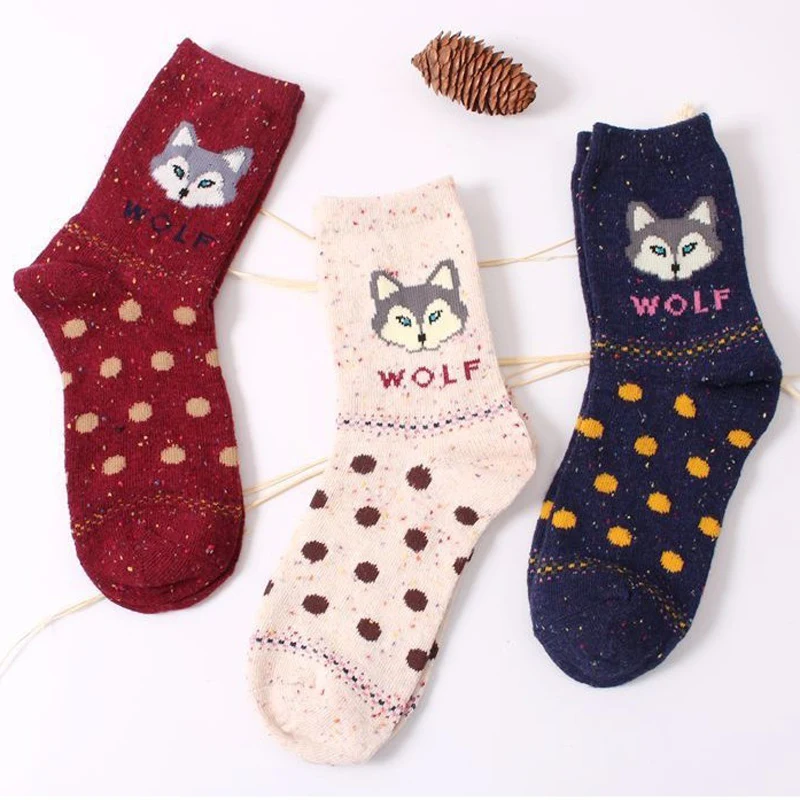 

Women Fox Owl Warm Socks Brand Retro Animals Patterns Wool Socks Cotton Blends Cute Cartoon Funny Art Socks Christmas Gift