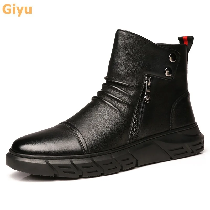 

Мужские Черные Ботинки Martin из натуральной кожи, Новинка осени 2021, высокие ботинки, мужская обувь для инструментов в стиле ретро, нескользяща...