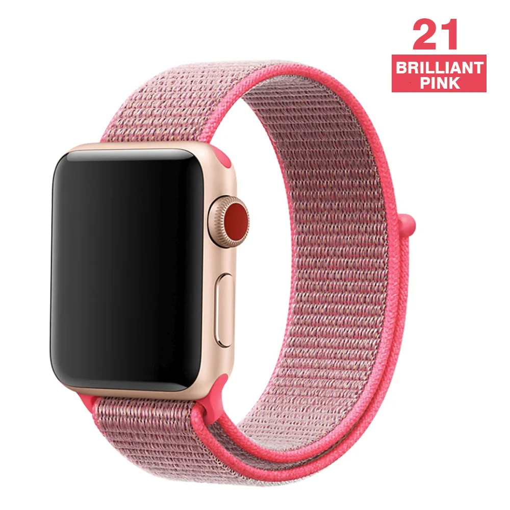 Спортивный ремешок для Apple Watch 42 мм 38 мм ремешок для часов 4 44 мм 40 мм Iwatch Серия 3 2 1 нейлоновый браслет дышащие аксессуары - Цвет ремешка: Hot pink