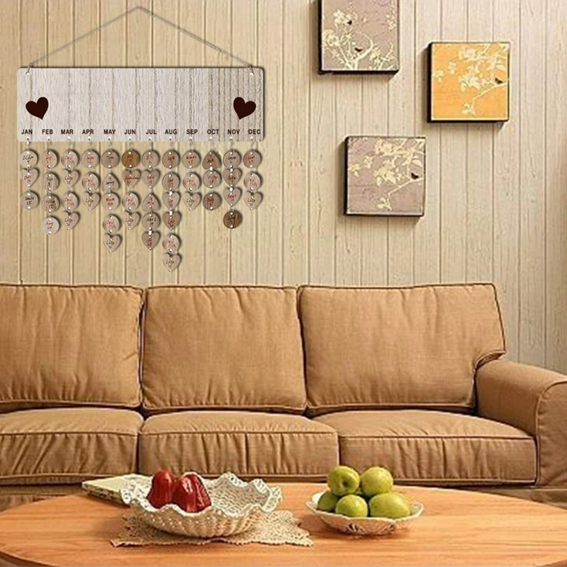 

Family Birthday Board Set Hanging Wooden Calendar Wall Calendar Decor for Family Friends Birthday Reminder