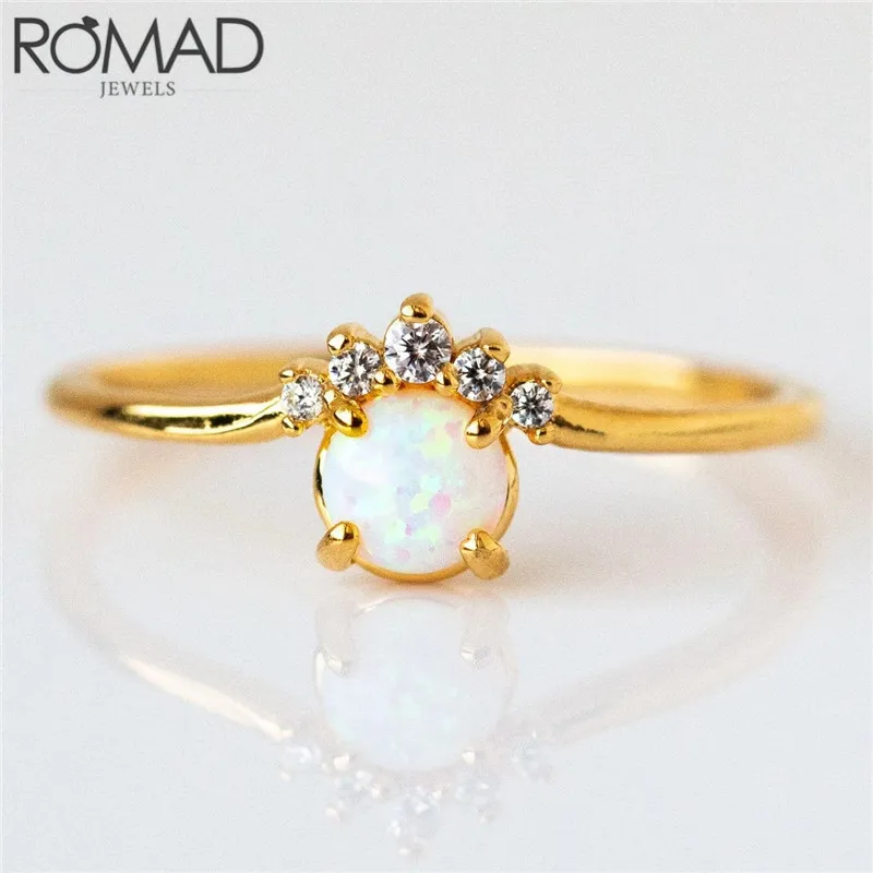 ROMAD женское романтическое кольцо с короной изящные круглые кольца белым огненным
