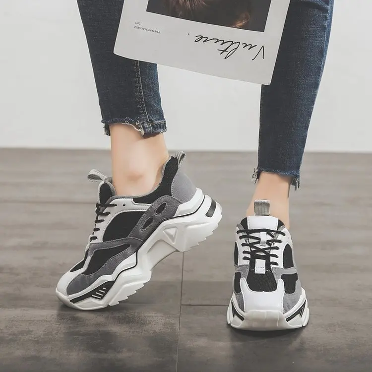 Pantshoes удобные дышащие сетчатые тренажеры, не сужающиеся книзу женские Сникеры на платформе 5 см Повседневная Женская прогулочная обувь