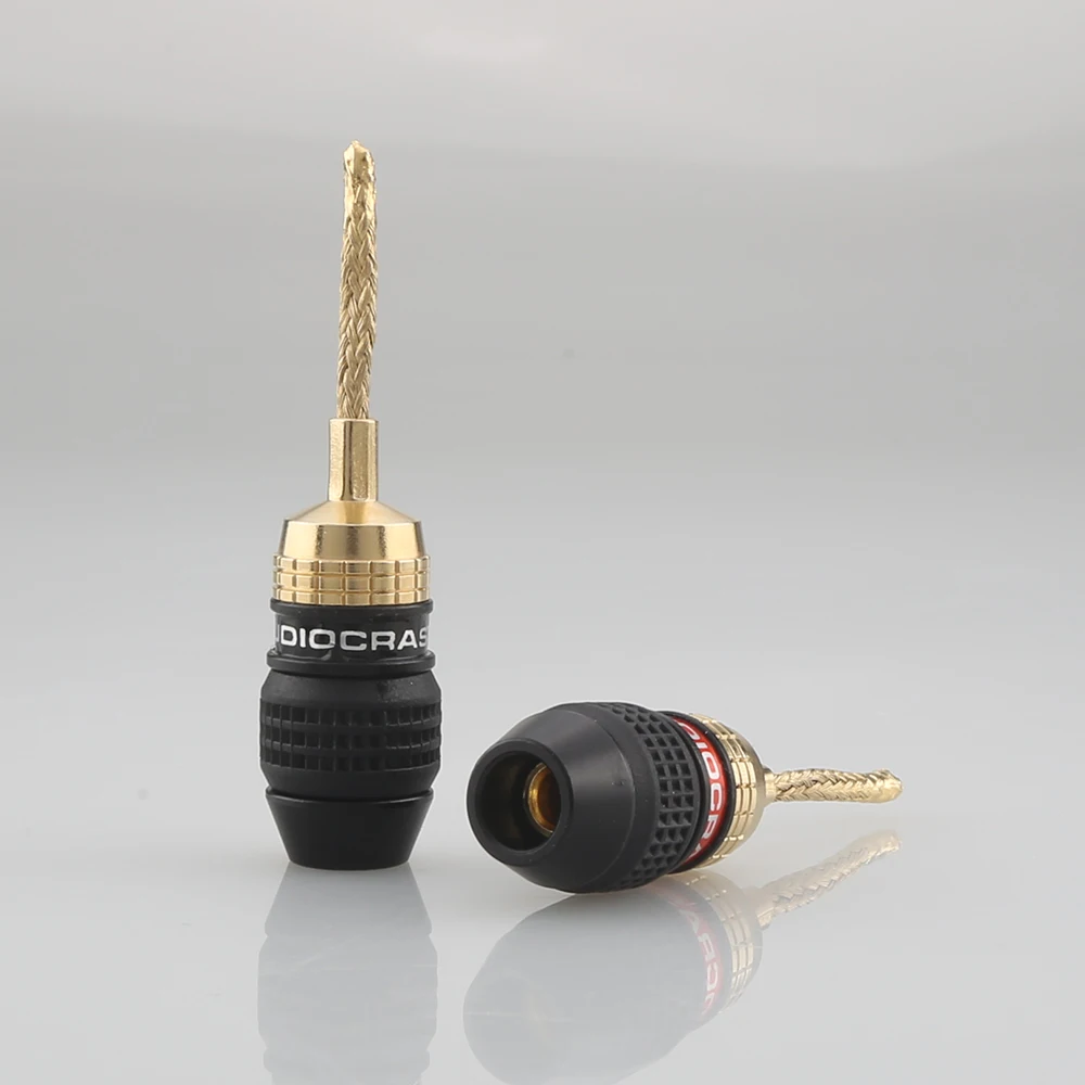 8pcs B836G High Quality Speaker 2mm Pin Copper Wire Braided Banana Plugs Connector HIFI Speaker Cable Plug