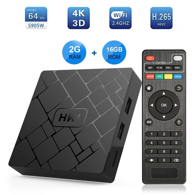 Hk1 Android 7.1 Smart Tv Box 4K Amlogic S905W 2G Ram 16G Rom Set Top Wifi Media Player Receiver Play Store Free Apps Us P | Электроника