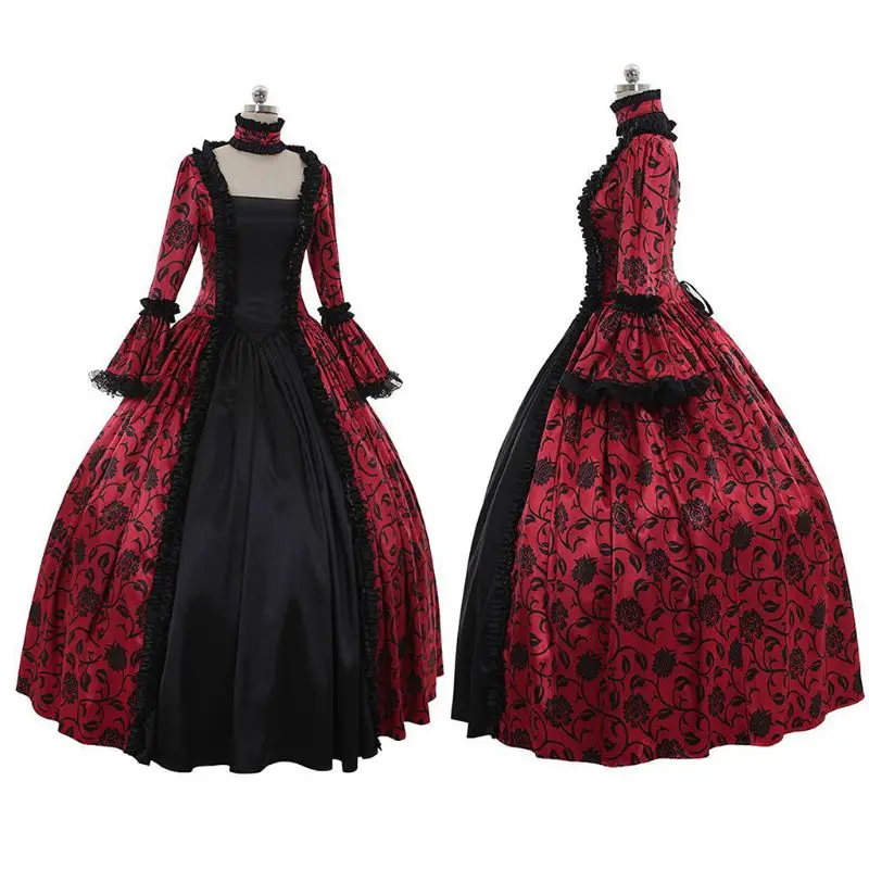 Женское платье макси рококо в викторианском стиле макси-платье с цветочным