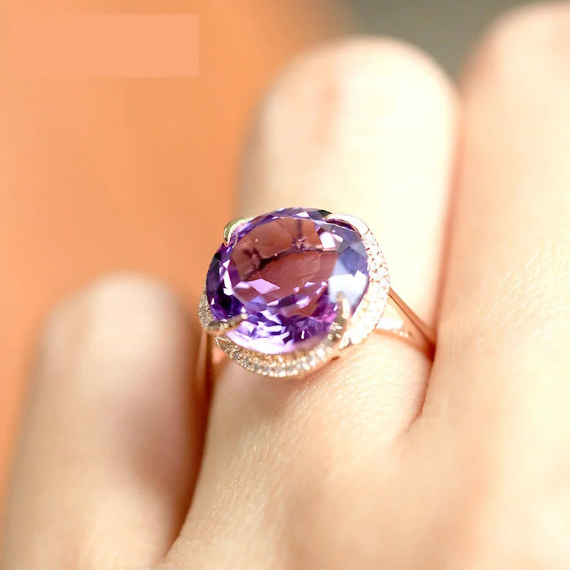 

JoiasHome Fashion Jewelry Set for Women Elegant Amethyst Pendant Clavicle Chain Silver 925 Sets Fine With Purple Gemstone Party