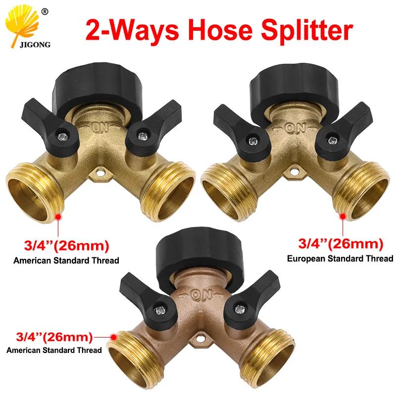 Шланг разделитель труб 3/4 дюйма Латунь Садовый двойной проход шаровой кран