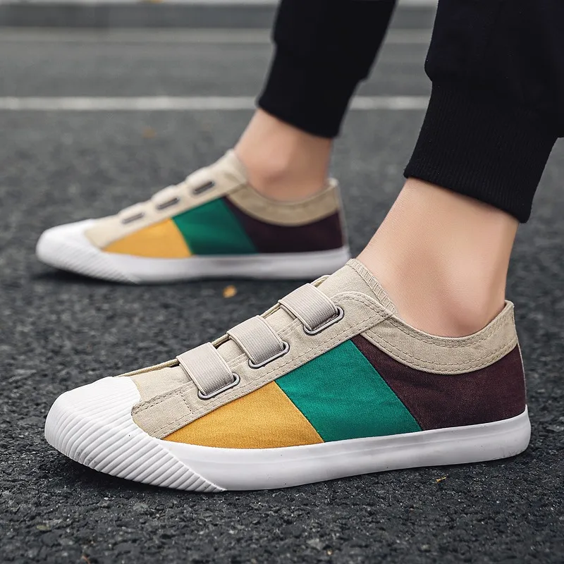 

2021 Spring Autumn New Concise Style Men's Vulcanize Shoes Mixed Colors Shallow Casual Flat Canvas Shoes Comfortable for Daily