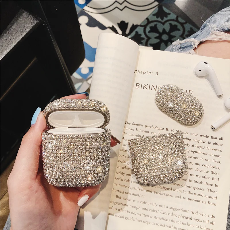 

Luxury 3D Bling Diamonds Hard Case for Apple Airpods 1 2 Protective Wireless Bluetooth Earphone Accessories Cover Charging Box