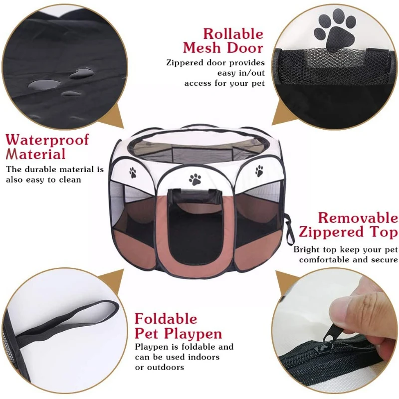 Переносная складная палатка для домашних питомцев домик собак восьмиугольная