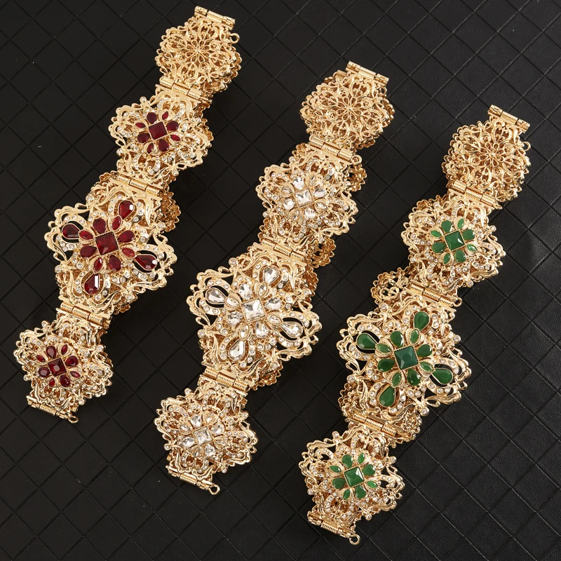 Moroccan style royal hollowed-out rhinestone belt wedding decoration metal waist chain