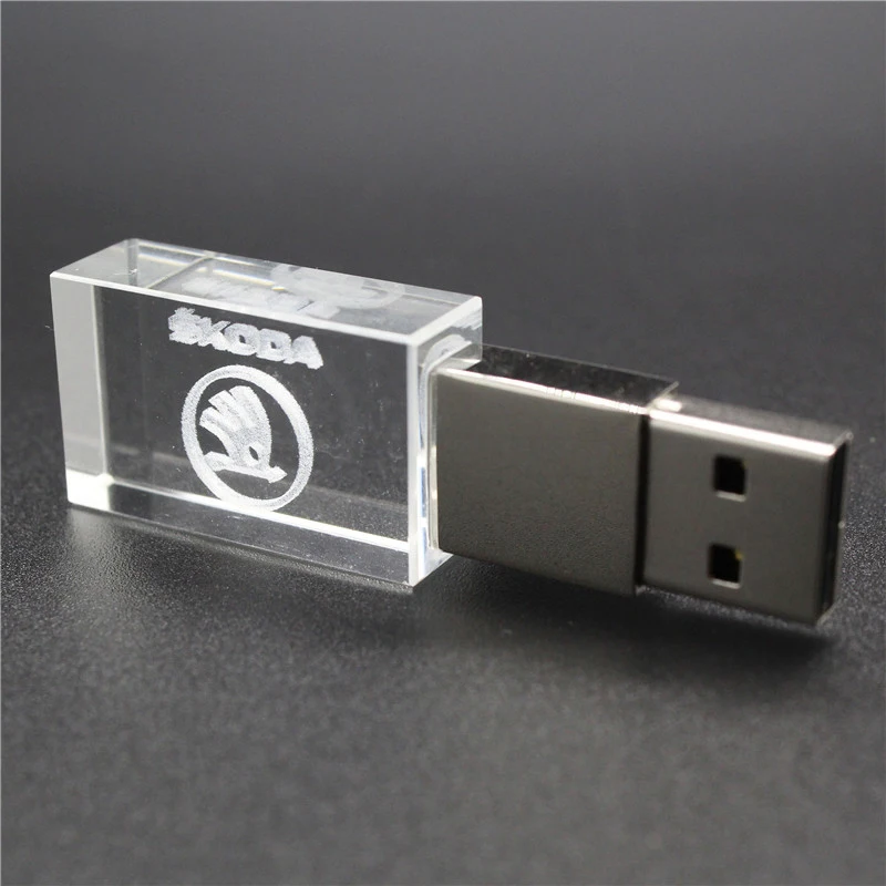

USB2.0 O S koda car key Metal + glass model pendrive usb2.0 4GB 8GB 16GB 32GB pen drive USB Flash Drive gift Pendrive