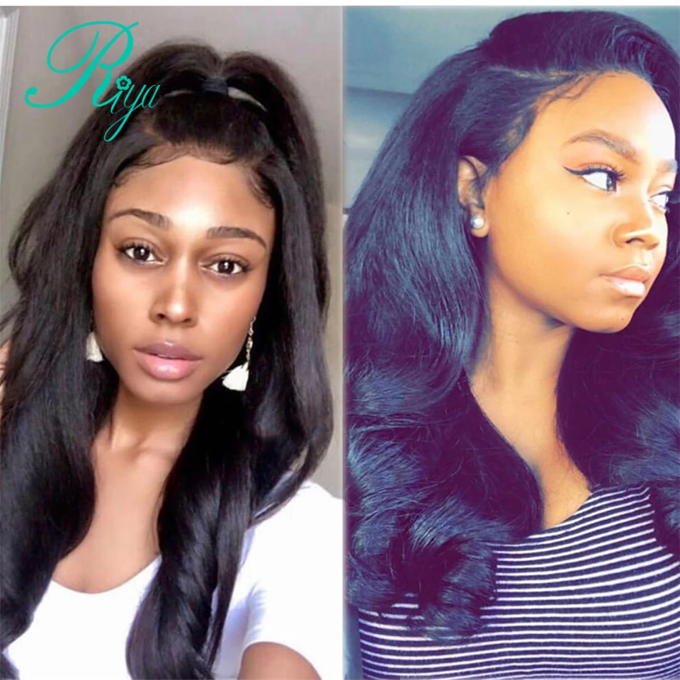 150% 13X4 Lace Front Human Hair Wigs For Black Women PrePlucked With Baby Remy Wavy Indian Closure Wig Riya | Шиньоны и парики