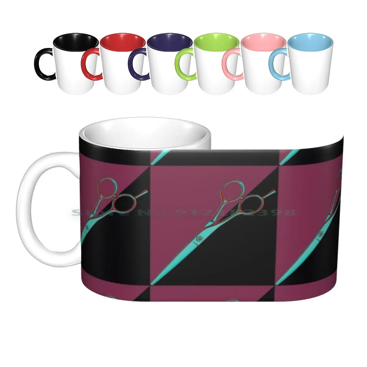

Ножницы в стиле поп-арт на 80-х керамических кружках кофейные чашки Кружка для молока чая двухцветные ножницы Ножницы Парикмахерская
