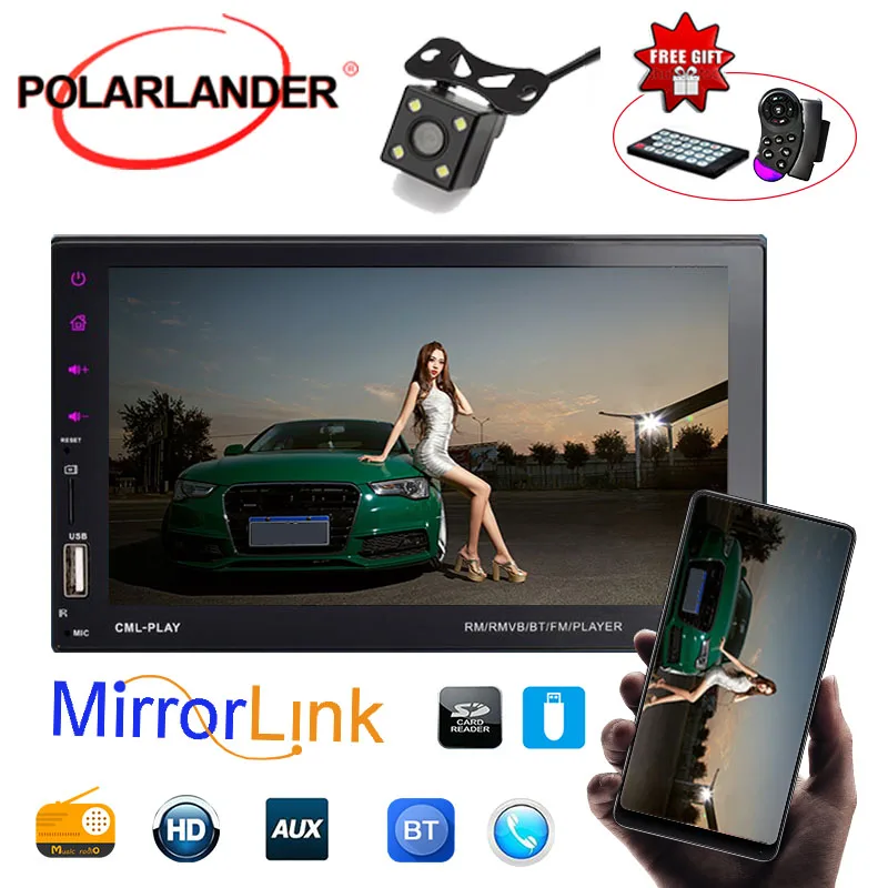 7 &quotсенсорный экран автомобиля Handfree MP5 плеер 2Din стерео радио с камерой USB/FM/Aux Bluetooth