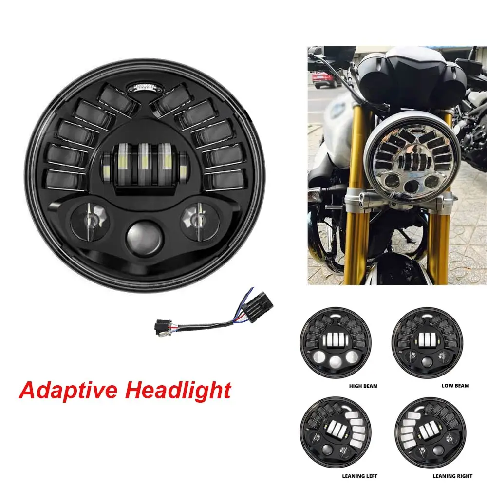 Adaptive light Black Универсальный " светодиодный автомобильный мотоциклетный головной светильник H4 Phare Farol Moto налобный светильник для Harley Softail Кафе Racer Chopper Honda - Цвет: Adaptive light Black