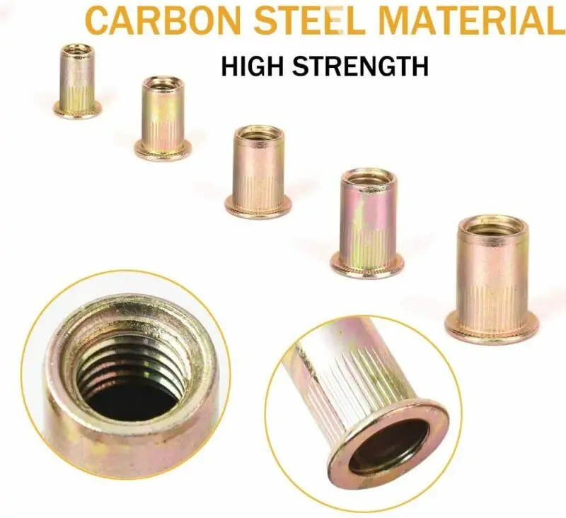 

165 pieces of carbon steel rivet nut kit metric thread rivet rivet m3 m4 m5 m6 m8 m10 m12