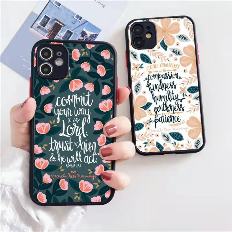

Bible Quotes art text Phone Case matte transparent For iphone 7 8 11 12 13 plus mini x xs xr pro max cover