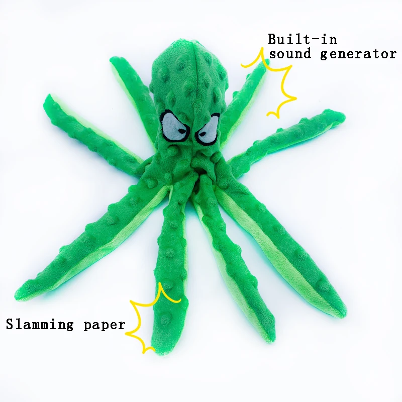 

8 Legs Octopus Soft Stuffed Plush Dog Toys Outdoor Play Interactive Squeaky Dogs Toy Sounder Sounding Paper Chew Tooth Toy
