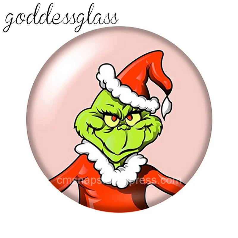 New Christmas Grinch Cute 10pcs Round photo 12mm/18mm snap buttons for necklace DIY findings jewelry | Украшения и аксессуары