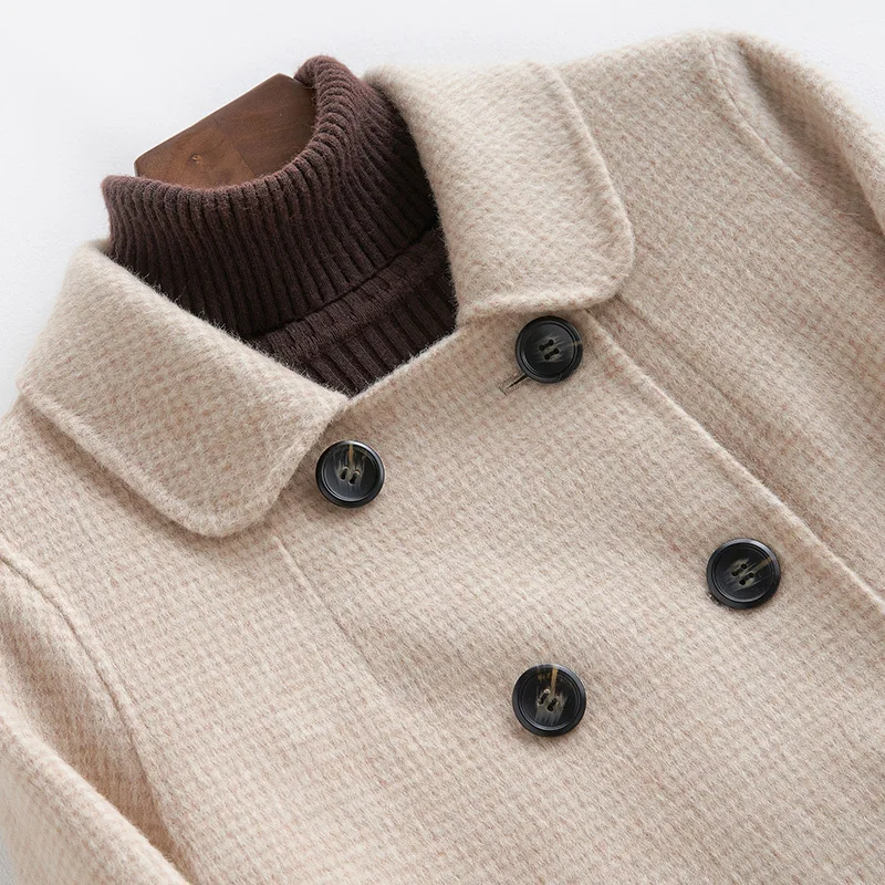 Autumn Winter Wool Coat Women Double Breasted Coats Female Alpaca Long Jackets Sided Woolen Spring Pink Overcoat LWL1314 | Женская