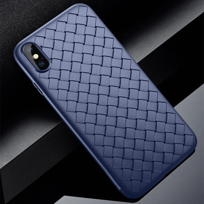 Роскошный сетчатый тканый деловой силиконовый мягкий чехол для iPhone 11 12 Pro Max X XS max