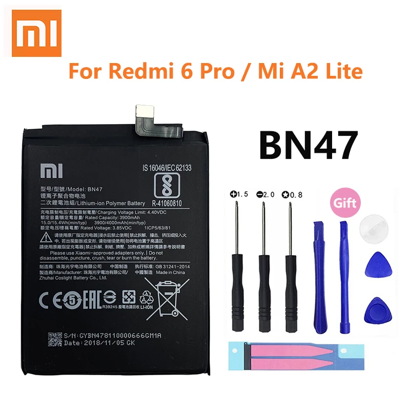 

100% Orginal Xiao mi BN47 4000mAh Battery For Xiaomi Redmi 6 Pro / Mi A2 Lite High Quality Phone Replacement Batteries