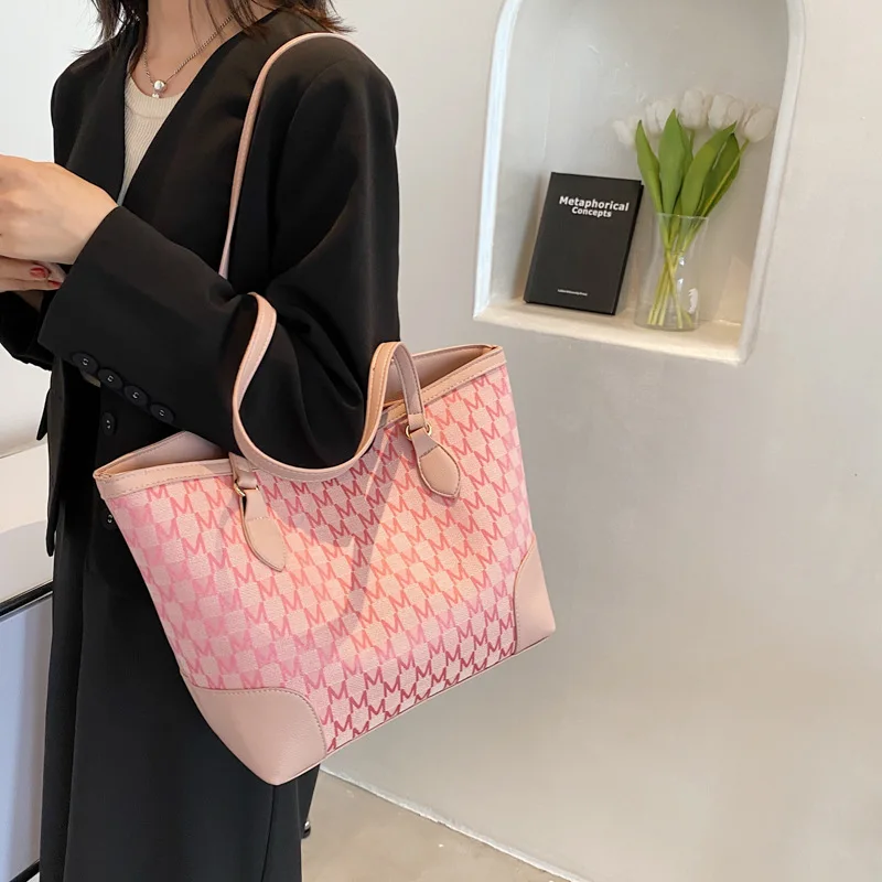 

2021 Hit Letter Pattern PU Leather Women's Big Tote Luxury Ladies Handbags and Purses Designer Shopper Shopping Shoulder Bags