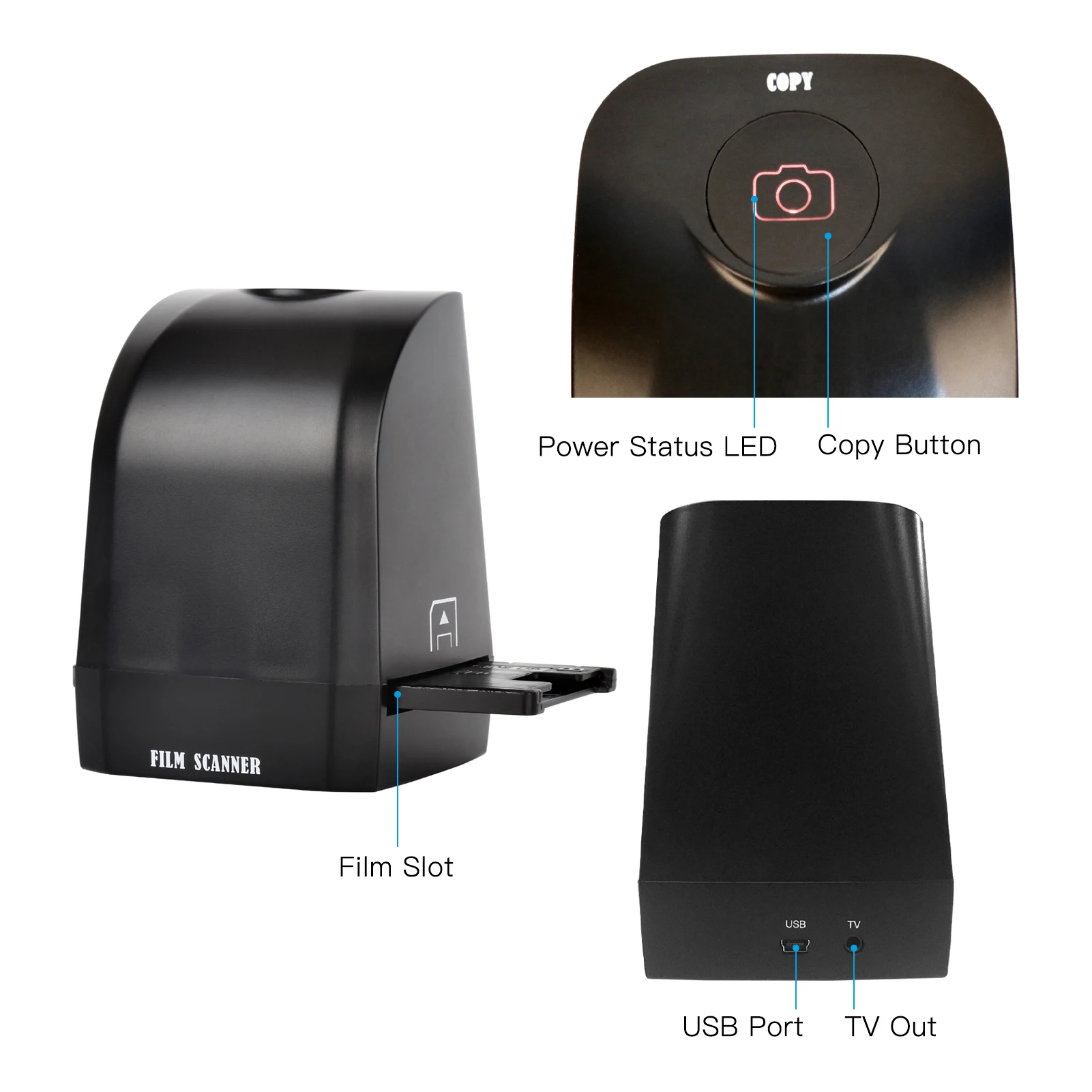 

Portable Negative Film Scanner 135 Film Slide Scanner Converter 8 Megapixel CMOS Convert 35mm/135mm Slides & Negatives to JPEG