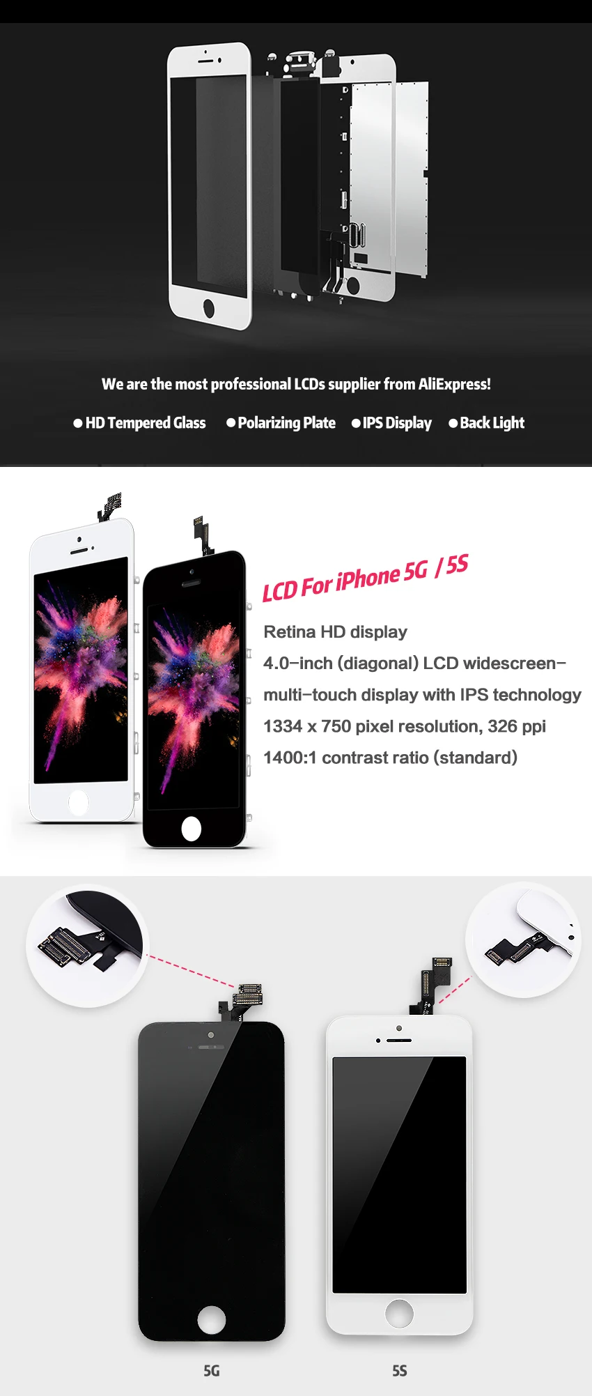 AAA+++ для iPhone 5 5C 5S 5SE ЖК-дисплей высокого качества для iPhone 4S 6 6S Замена экрана без битых пикселей дисплей тестовая гарантия