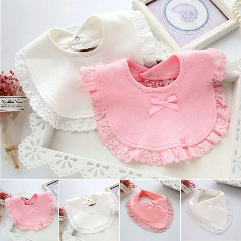 

Cute Girls Boys Burp Cloth Infant Bibs Baberos Infant Saliva Towels Fashion Cotton Newborn Lace Bow Baby Bibs G0366