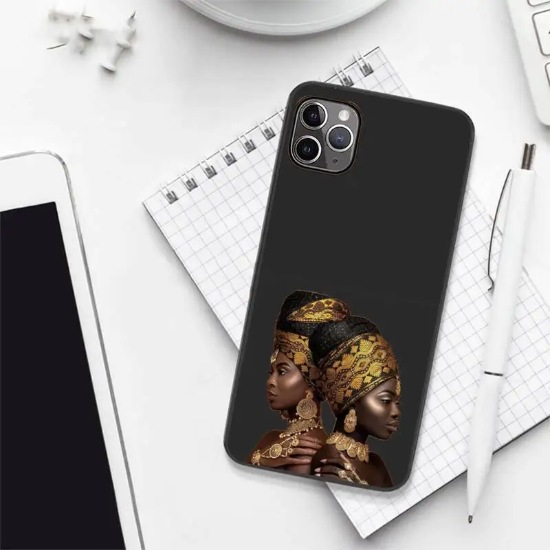 

Melanin African black Girl Phone Case Candy Color for iPhone 6 7 8 11 12 s mini pro X XS XR MAX Plus
