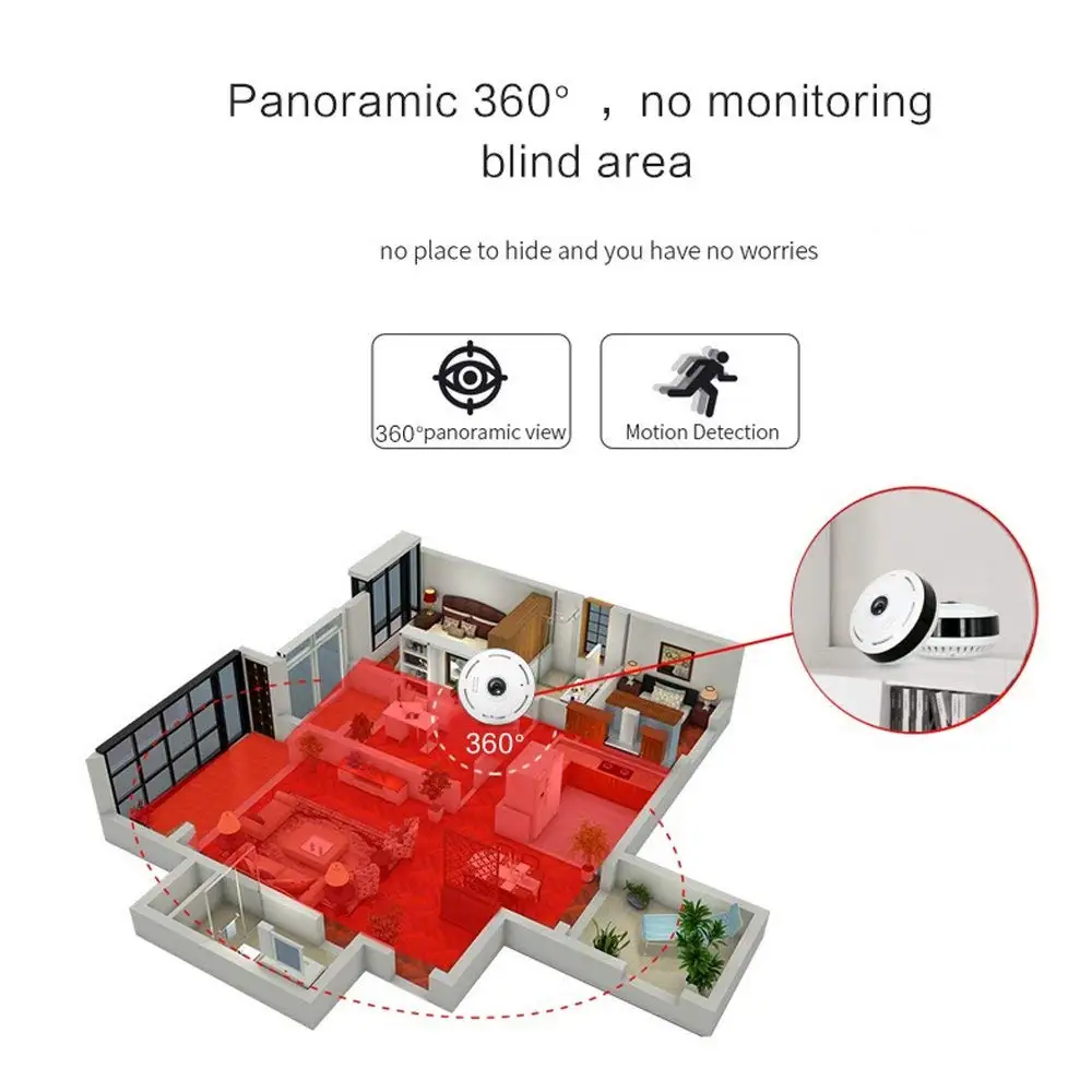 Мини-камера видеонаблюдения HONTUSEC с углом обзора 360 градусов 1080P Wi-Fi | Безопасность