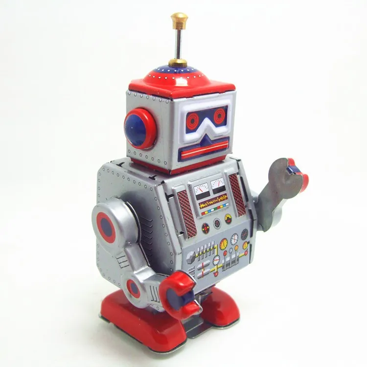 

[Funny] Classic collection Retro Clockwork Wind up Metal Walking Tin repairman robot recall Mechanical toy kids christmas gift