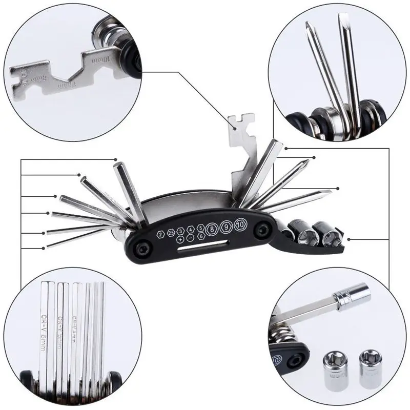 15 in 1 Bike Bicycle Repair Tool Set Hex Wrench Screwdrivers Nut Tools Key Multi Repairing | Спорт и развлечения
