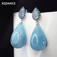 kqdance turquoise pink quartz blue aquamarine black natural stones pearl drop earrings with 925 silver needle jewelry wholesale