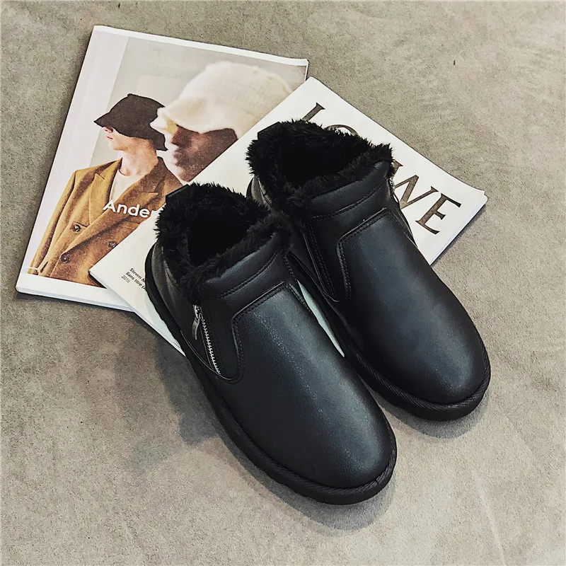 Leather Warm Men's Boots Plus Velvet Slip On Ankle Man Soft Comfortable Casual Male Work Size Men casual Shoes 39-45 | Обувь