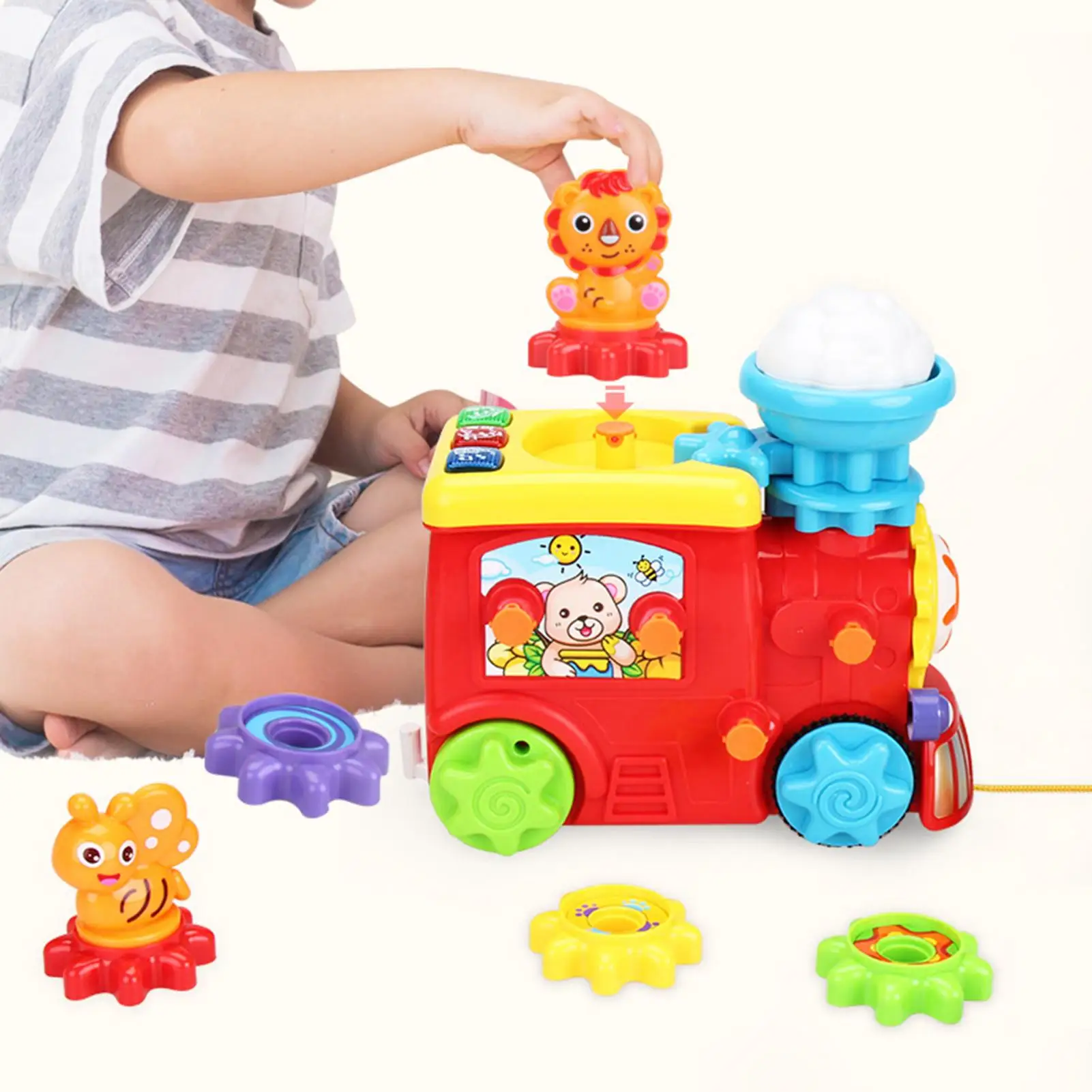 

Cartoon Animal Train Gear Splicing DIY Assembly Educational Toy Kids Gift Set