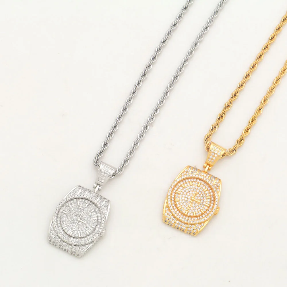 Цепочка с подвеской в форме часов для мужчин и женщин длинная цепь стиле хип хоп