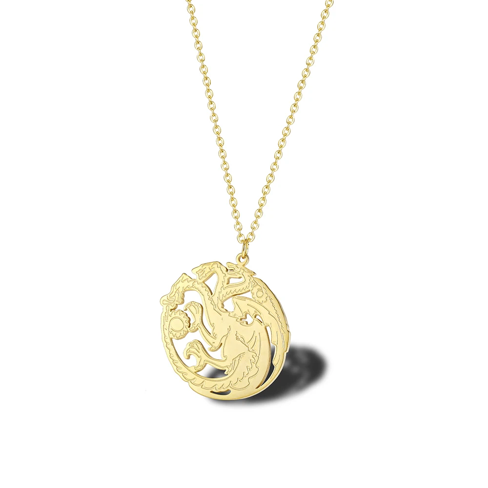 RIR Minimalist Golden Dragon Charm Necklace Exquisite Mythology Zodiac Lady Jewelry Stainless Steel | Украшения и аксессуары